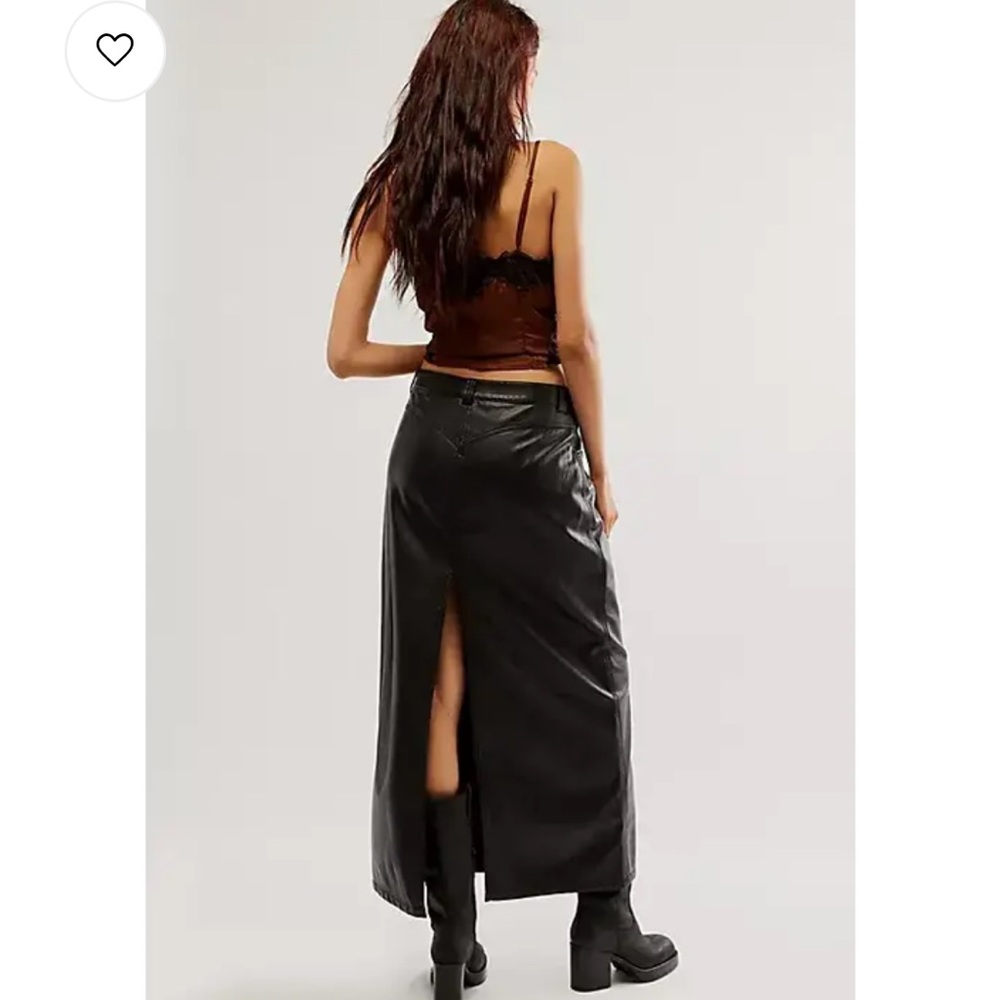Free People
City Slicker Vegan Leather Maxi Skirt Size 12 NWOT Black